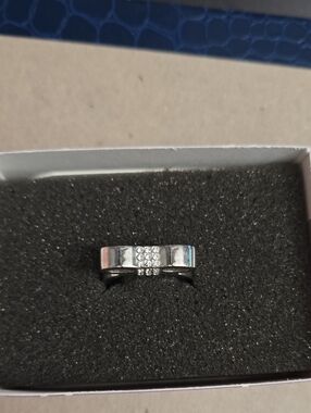 Lia Sophia Silver Tone Ring with Clear Crystals